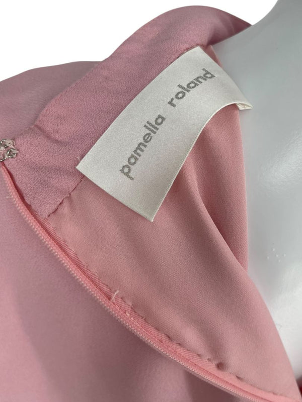 Pamella Roland Blush Embellished Neck Column Dress – Large