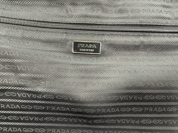 Prada Black Nylon Rolling Suitcase with Saffiano Leather Trim – 26.5" x 17.5" x 9.5"