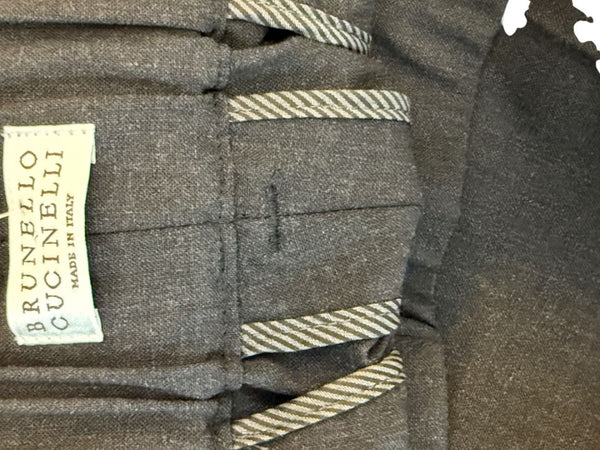 Brunello Cucinelli Charcoal Grey Wool-Blend Pants – Size IT 44 / US 8