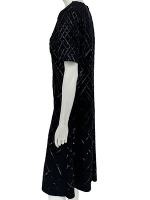 Pamella Roland Black Sequin Grid Shift Dress – Large