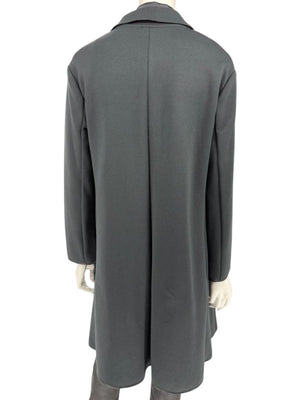 Pamella Roland Black Long Coat Minimalist Hidden Placket Shirt Collar - Large