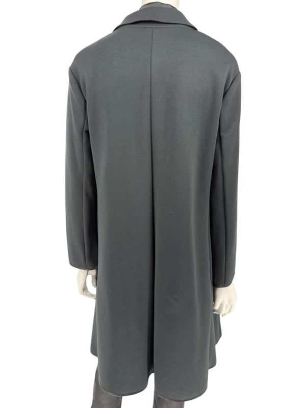 Pamella Roland Black Long Coat Minimalist Hidden Placket Shirt Collar - Large