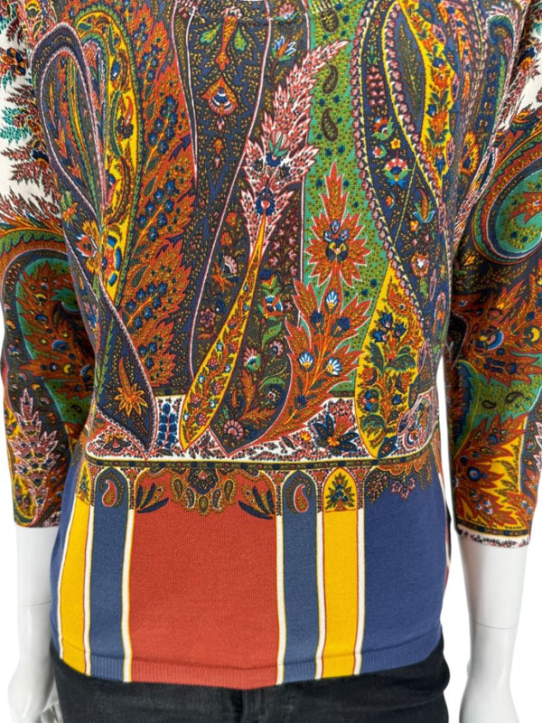 Etro Milano Multicolor Paisley Silk Knit Top – Size 46 (IT)