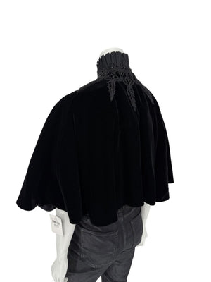 Ralph Lauren Black Velvet & Silk-Trim Cape – Size XS/S- NWT