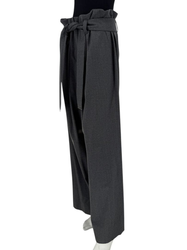 Armani Collezioni Gray High-Waisted Belted Wide-Leg Trousers – Size 10