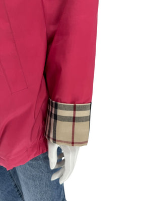 Burberry London Fuchsia Hooded Check-Lined Jacket – Size L