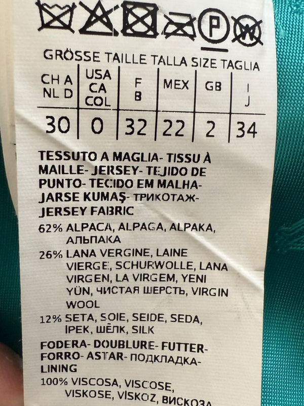 Max Mara “Adenia” Turquoise Double-Breasted Coat – Sfilata Collection – Size 0