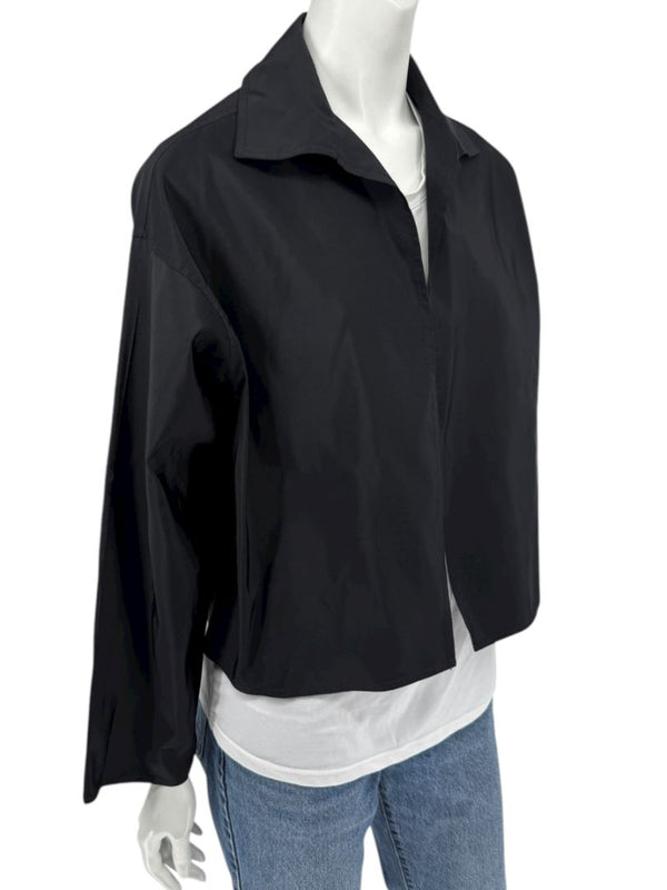 Zoran Black 100% Silk Cropped Jacket – Size Large