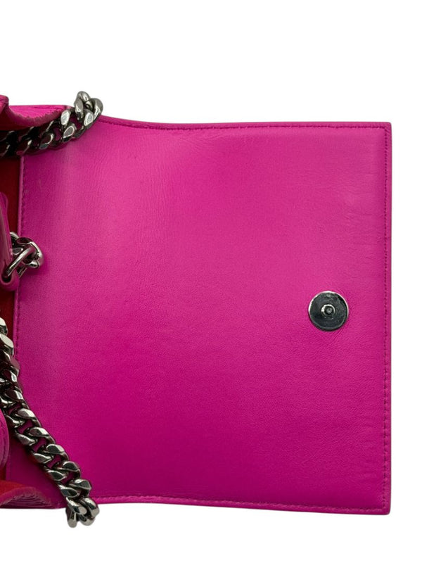 Alexander McQueen Women’s Fuchsia Pink Leather Knuckle Clutch Shoulder Bag