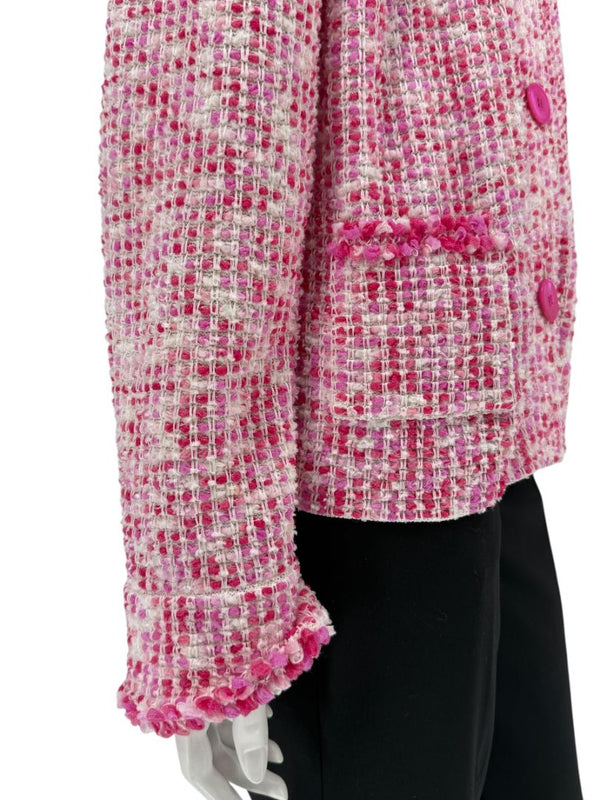 Escada Pink & Ivory Textured Button-Front Jacket – Size 46