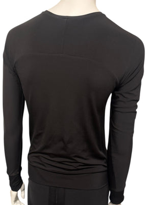 Lida Baday Black Sheer Mesh Embroidered Long Sleeve Top – Size XS