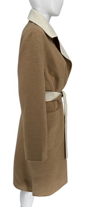 Kiton Brown & Ivory Reversible Cashemere Coat - NWT - Size 10
