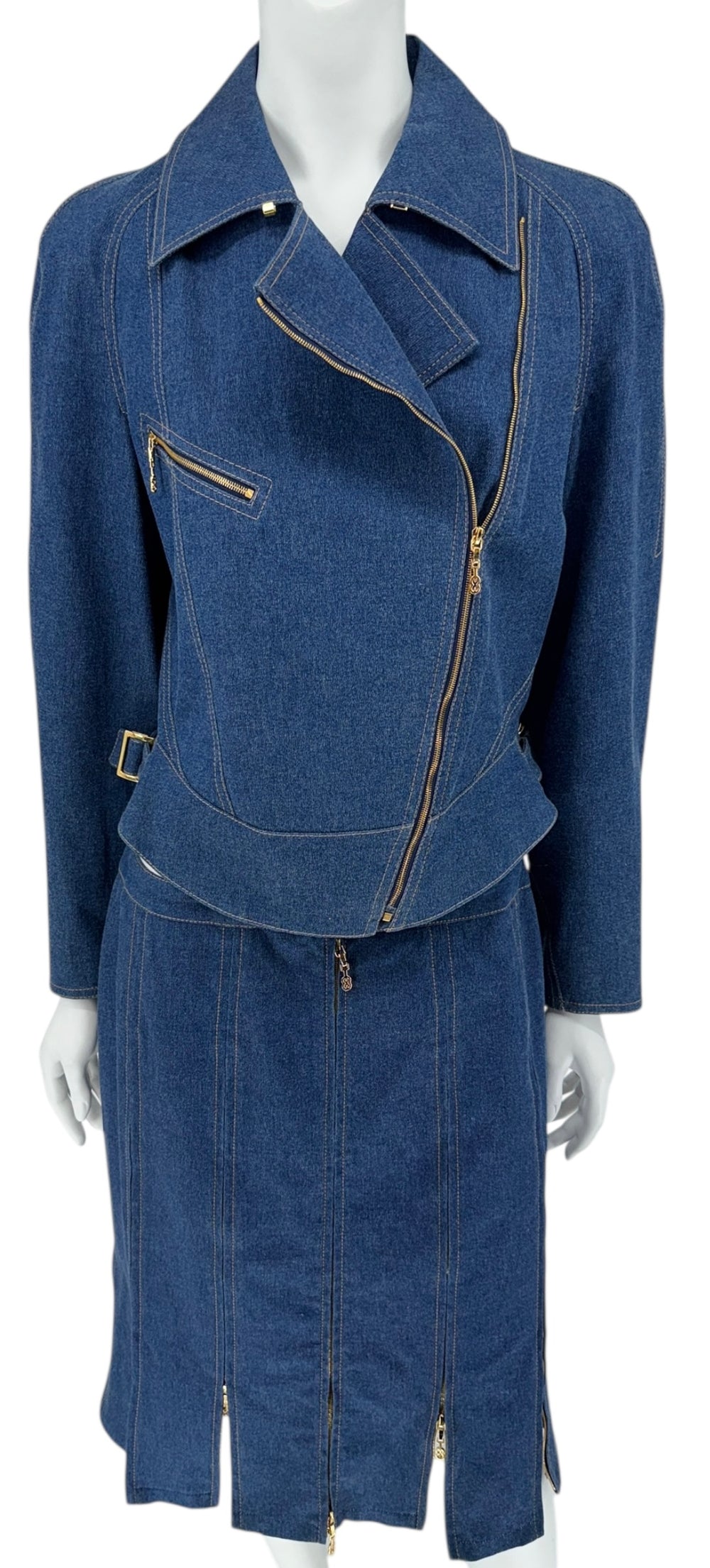 Escada Denim Two-Piece Skirt Set – Size 38 – Excellent Pre-Owned Condition