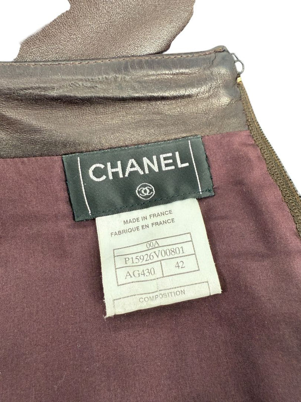 Chanel Chocolate Brown Lambskin Skirt – Size 42