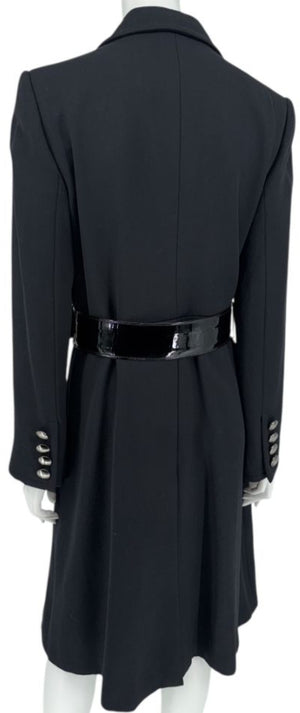 Armani Collezioni Black Wool Belted Coat – Size 10 (Good Condition)