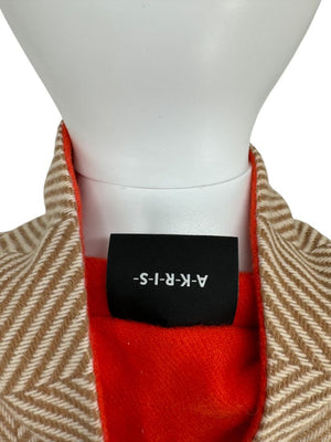 Akris Reversible Herringbone Cape Jacket - Size 10