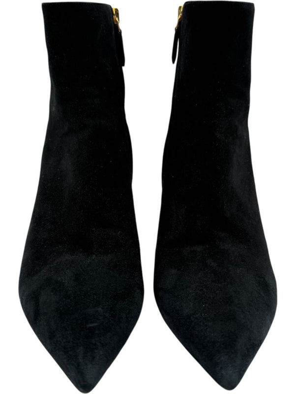 Prada Black Suede Pointed-Toe Booties – Size 39