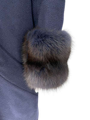 Pamella Roland Navy Coat Fox Fur Cuffs – Size L