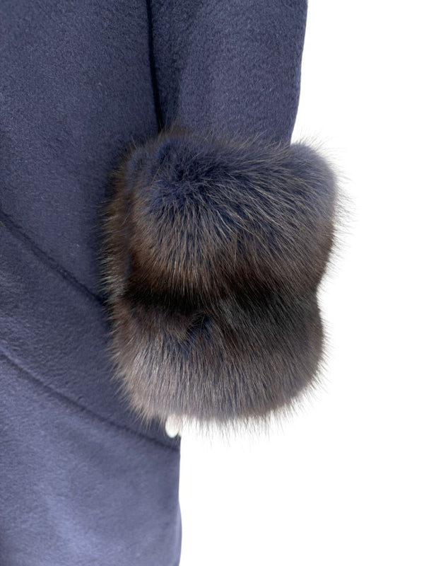 Pamella Roland Navy Coat Fox Fur Cuffs – Size L