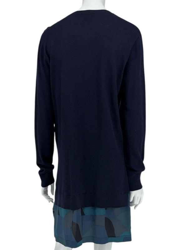 Louis Vuitton Navy Knit Tunic Dress with Printed Hem - Size L
