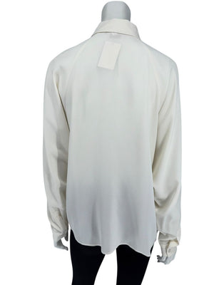 Michael Kors Ivory Silk Blend Button-Up Blouse - Size 8