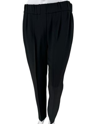 Brunello Cucinelli Black Tapered Wool Trousers with Monili Belt Loop - Size 10