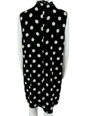Andrew Gn Black & White Polka Dot Sleeveless Silk Shift Dress - Size 46