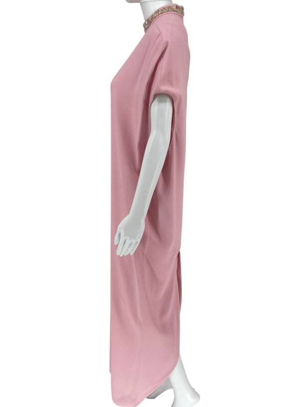 Pamella Roland Blush Embellished Neck Column Dress – Large