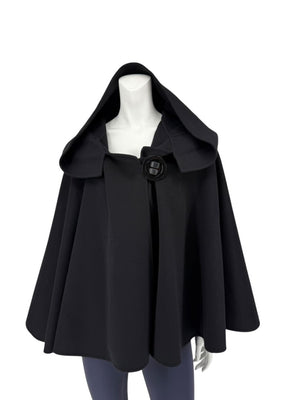 Giorgio Armani Black Wool-Cashmere Hooded Cape – Size IT 46 / US 10
