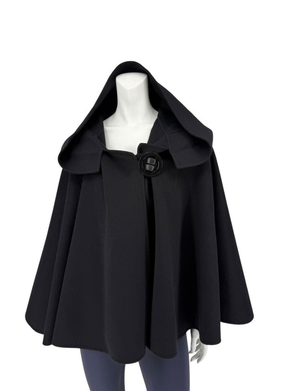 Giorgio Armani Black Wool-Cashmere Hooded Cape – Size IT 46 / US 10