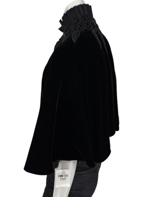 Ralph Lauren Black Velvet & Silk-Trim Cape – Size XS/S- NWT