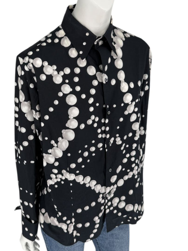 Craig Taylor Black & White Abstract Bubble-Print Long-Sleeve Shirt – Size XL
