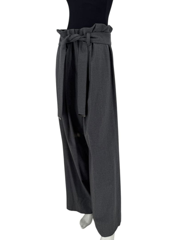 Armani Collezioni Gray High-Waisted Belted Wide-Leg Trousers – Size 10