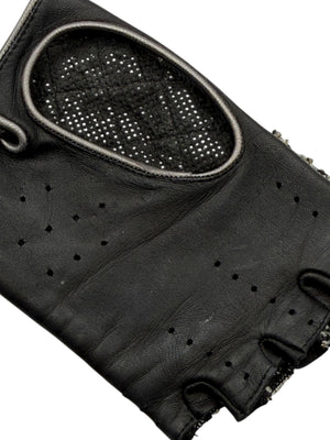 Chanel Black Tweed & Lambskin Fingerless Gloves – Size 7½