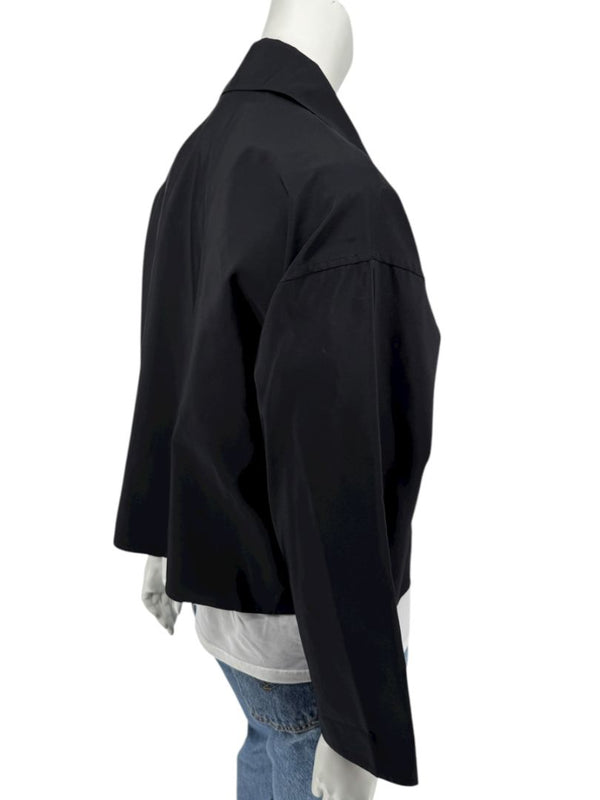 Zoran Black 100% Silk Cropped Jacket – Size Large