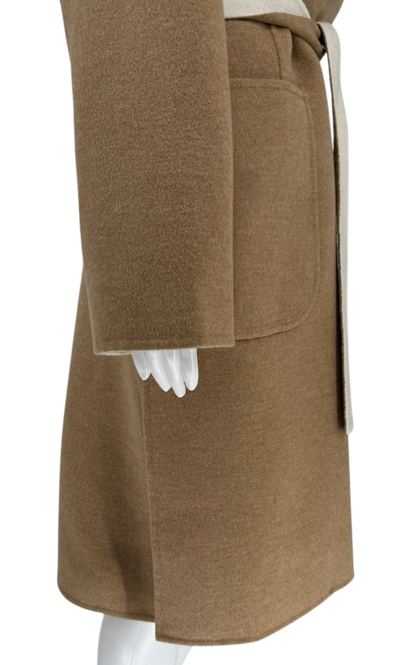 Kiton Brown & Ivory Reversible Cashemere Coat - NWT - Size 10