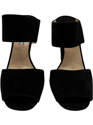 Prada Black Suede Cutout Wedge Sandals – Size 39