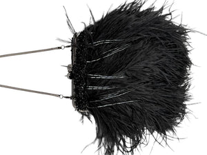 Moo Roo Feather & Beaded Evening Bag – Very Good Condition – Signed by Designer