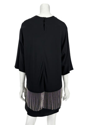Stella McCartney Black Crystal Fringe Tunic Dress – Size IT 44