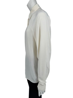 Michael Kors Ivory Silk Blend Button-Up Blouse - Size 8