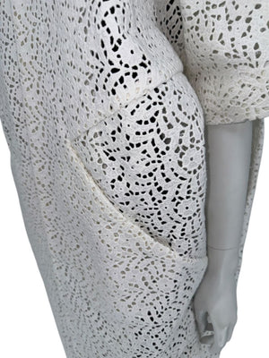 Maria Cornejo White Cotton Eyelet Cocoon Coat – Size 6