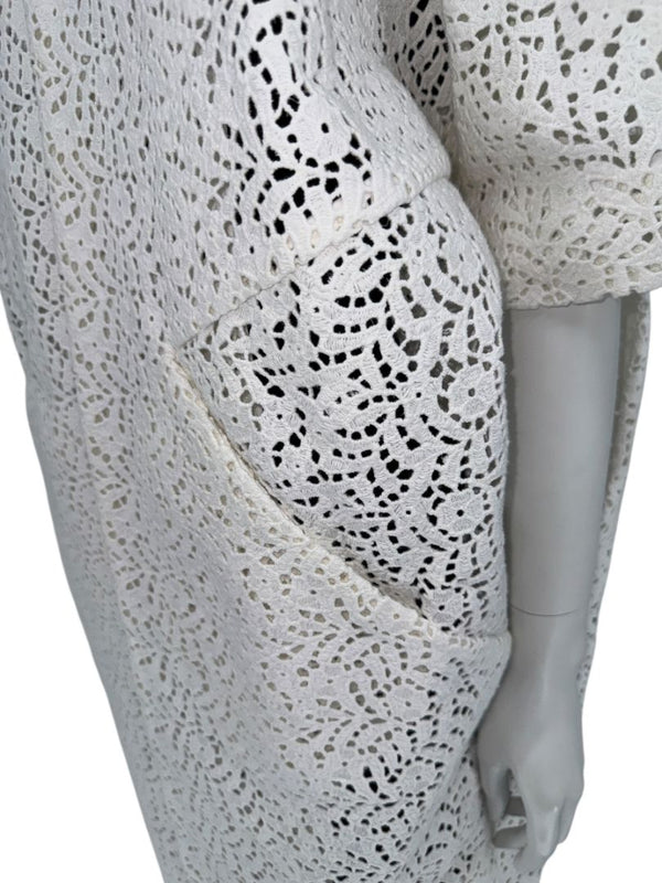 Maria Cornejo White Cotton Eyelet Cocoon Coat – Size 6