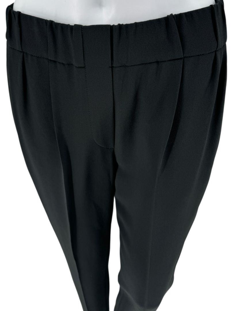 Brunello Cucinelli Black Tapered Pull-On Trousers with Side Pockets – US 8