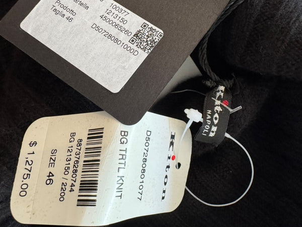 Kiton Black Cashmere Turtleneck Sweater – Size 46