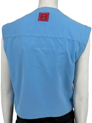 Chanel Blue “Identification” Zip-Front Utility Vest – Size 42