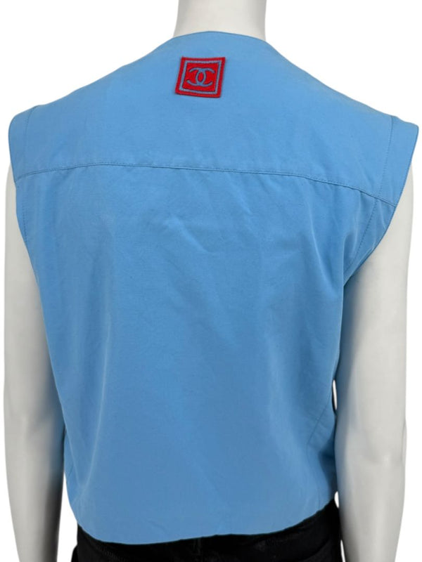 Chanel Blue “Identification” Zip-Front Utility Vest – Size 42