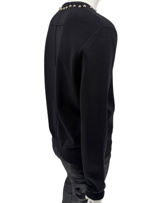 Givenchy Paris Black Wool Studded V-Neck Sweater – Size M
