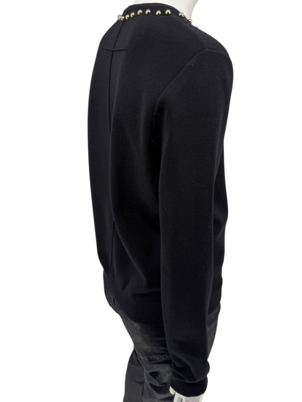 Givenchy Paris Black Wool Studded V-Neck Sweater – Size M