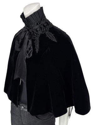Ralph Lauren Black Velvet & Silk-Trim Cape – Size XS/S- NWT