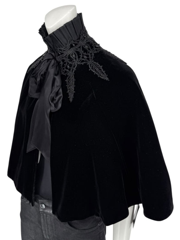 Ralph Lauren Black Velvet & Silk-Trim Cape – Size XS/S- NWT
